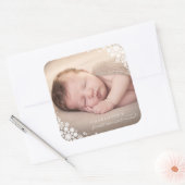 Baby Eerste kerstwinter Snowflakes Foto Birth Vierkante Sticker (Envelop)