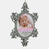 Baby eerste kerstzilver tin sneeuwvlok ornament (Links)
