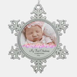 Baby eerste kerstzilver tin sneeuwvlok ornament