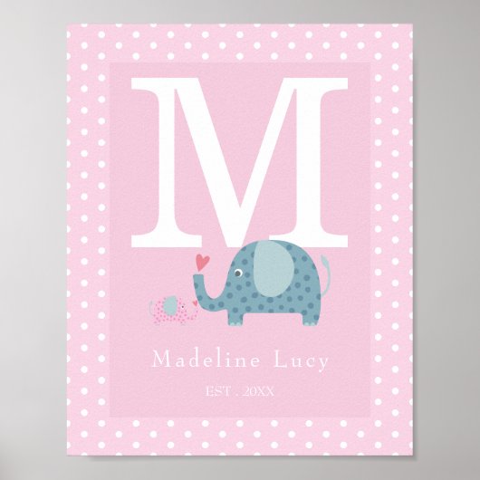 Baby Eerste Monogram Geboorte Poster (Voorkant)