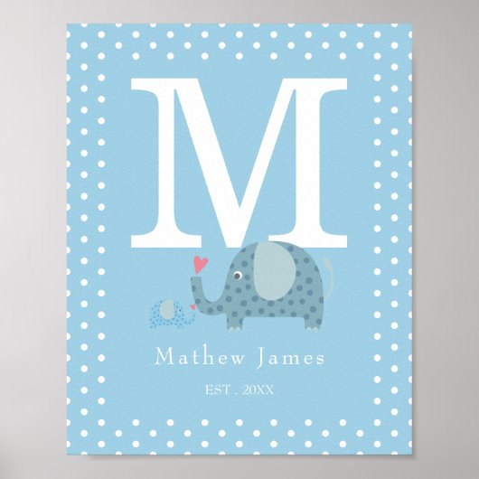 Baby Eerste Monogram Verjaardagscadeau Poster (Voorkant)