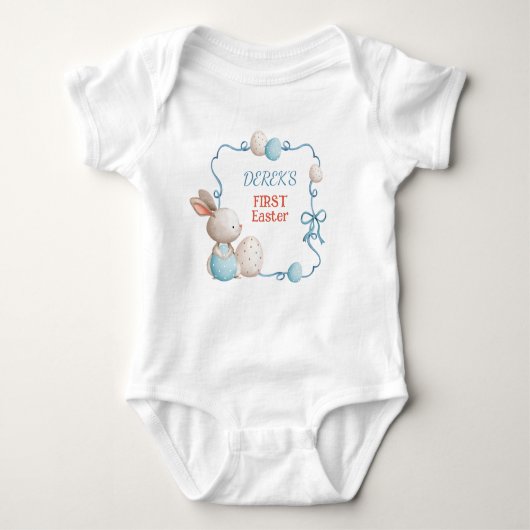 BABY Eerste Pasen Blauw  Romper (Voorkant)