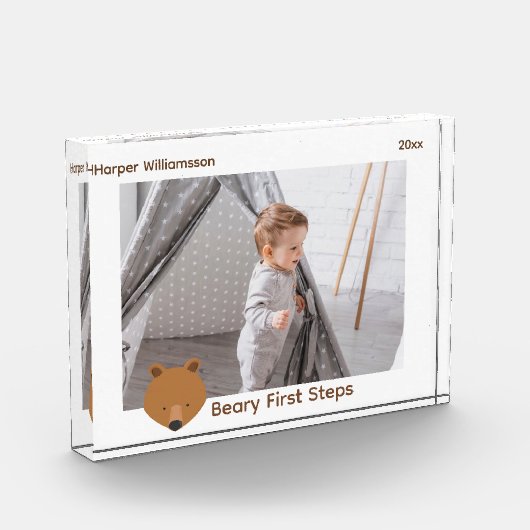 Baby eerste stappen Beer kerst Fotoblokken (Links)