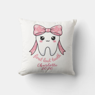 Baby Eerste Tand Roze Strik Mijlpaal Kawaii Tand Kussen
