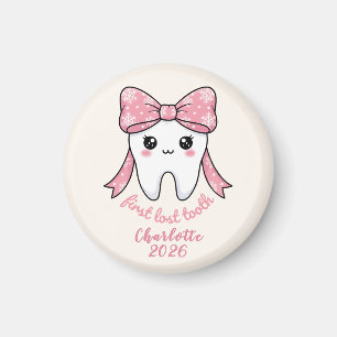Baby Eerste Tand Roze Strik Mijlpaal Kawaii Tand Magneet