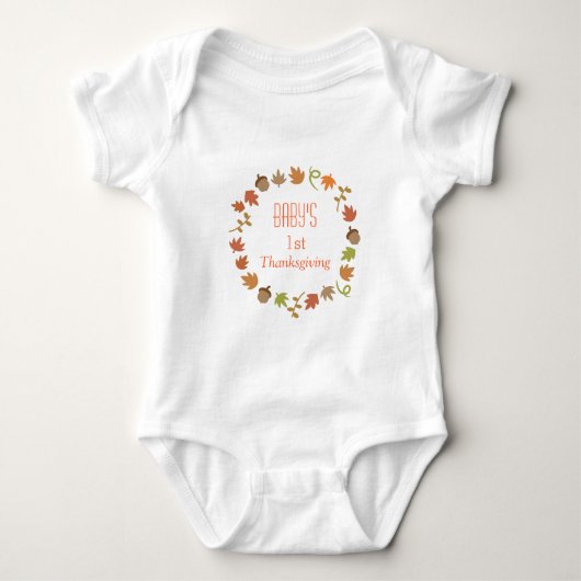 Baby eerste Thanksgiving herfstbladeren eikels Romper (Voorkant)