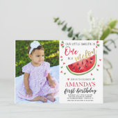 Baby eerste verjaardag meloen fotokaart kaart (Staand voorkant)