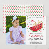 Baby eerste verjaardag meloen fotokaart kaart (Voorkant / Achterkant)