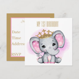 baby eerste verjaardag Princess olifant Kaart