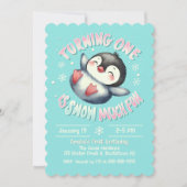 Baby Eerste Verjaardag Schattigee Winterpinguïn Aq Kaart (Voorkant)