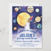 Baby Eerste verjaardagsfeestje Space Planet Uitnod Save The Date (Voorkant)