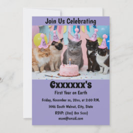 Baby eerste verjaardagsuitnodiging kaart