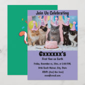 Baby eerste verjaardagsuitnodiging kaart (Voorkant / Achterkant)