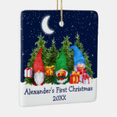 Baby Eerste Waterverf met kerstmis Gnomes Trees Keramisch Ornament (Rechts)