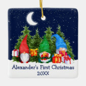 Baby Eerste Waterverf met kerstmis Gnomes Trees Keramisch Ornament (Voorkant)