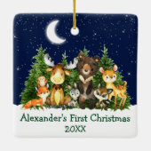 Baby eerste Waterverf met kerstmis Keramisch Ornament (Achterkant)