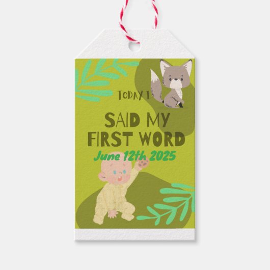 Baby eerste woorden cadeaulabel (Voorkant)