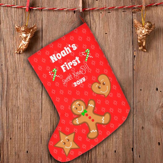 Baby eerste zoete XmaS-ontbijtkoek 2 zijden Grote Kerstsok