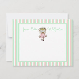 Baby egel op Snoep van astel Stripes Roze en Mint Notitiekaartje