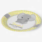 Baby Elefant (geel) Baby shower Papieren Bordje (Gekanteld)