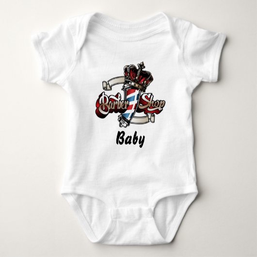 Baby Elegant Barber Pole en Crown Romper (Voorkant)