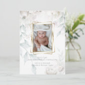 Baby | Elegante Alabaster Witte pioenen Kaart (Staand voorkant)