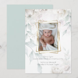 Baby | Elegante Alabaster Witte pioenen Kaart
