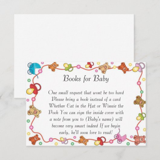 Baby Elements Baby shower Books for Baby Card Kaart (Voorkant / Achterkant)