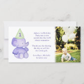 Baby Elephant 1e verjaardag Dank u voor uw foto Bedankkaart (Voorkant)