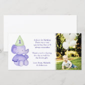 Baby Elephant 1e verjaardag Dank u voor uw foto Bedankkaart (Voorkant / Achterkant)