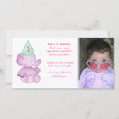 Baby Elephant 1e verjaardag Dank u voor uw foto Bedankkaart (Voorkant)