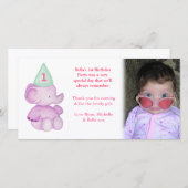 Baby Elephant 1e verjaardag Dank u voor uw foto Bedankkaart (Voorkant / Achterkant)