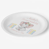 Baby Elephant 2e Verjaardag Roze Waterverf Papieren Bordje (Gekanteld)