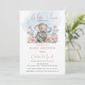 Baby Elephant A Little Peanut Girl Floral Shower Kaart (Staand voorkant)
