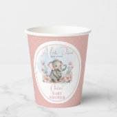 Baby Elephant A Little Peanut Girl Floral Shower Papieren Bekers (Voorkant)