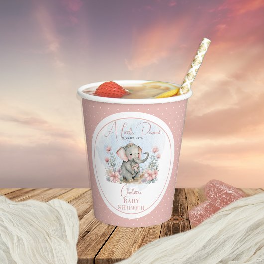 Baby Elephant A Little Peanut Girl Floral Shower Papieren Bekers