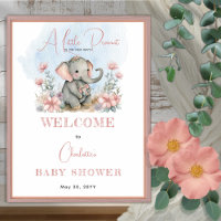 Baby Elephant A Little Peanut Girl Floral Shower