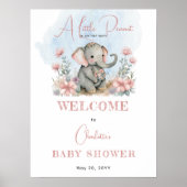 Baby Elephant A Little Peanut Girl Floral Shower Poster (Voorkant)