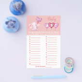 Baby Elephant ABC Baby shower Game Kaart (Enkel)