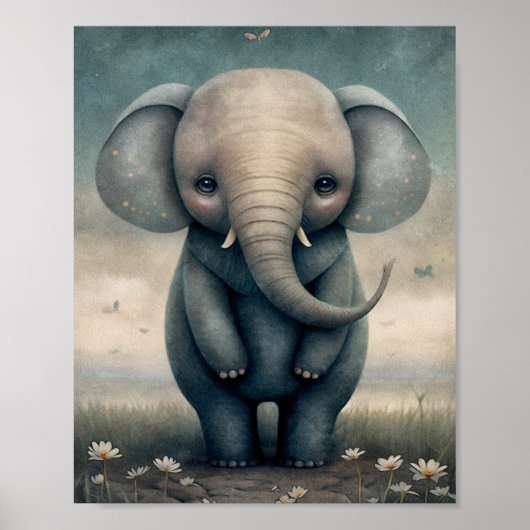 Baby Elephant African Animal | Elephant Wall Print (Voorkant)