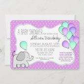 Baby Elephant and Balloons Magenta Baby shower Kaart (Voorkant)