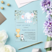 Baby Elephant and Friends Safari Boy Baby shower Acryl Uitnodigingen (Insitu (Huwelijk))