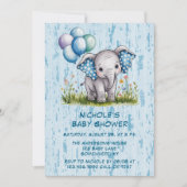 Baby Elephant and Wildflower Boy Baby shower Kaart (Voorkant)