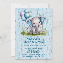 Baby Elephant and Wildflower Boy Baby shower