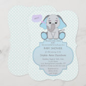 Baby Elephant Baby Boy Baby shower nodigt uit Kaart (Voorkant / Achterkant)