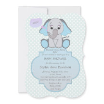 Baby Elephant Baby Boy Baby shower nodigt uit