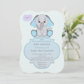 Baby Elephant Baby Boy Baby shower nodigt uit Kaart (Staand voorkant)