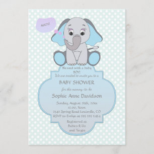 Baby Elephant Baby Boy Baby shower nodigt uit Kaart