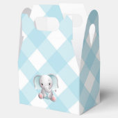 Baby Elephant Baby Boy Favor Box Play Gingham Bedankdoosjes (Geopend)