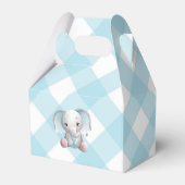 Baby Elephant Baby Boy Favor Box Play Gingham Bedankdoosjes (Voorkant Zijde)